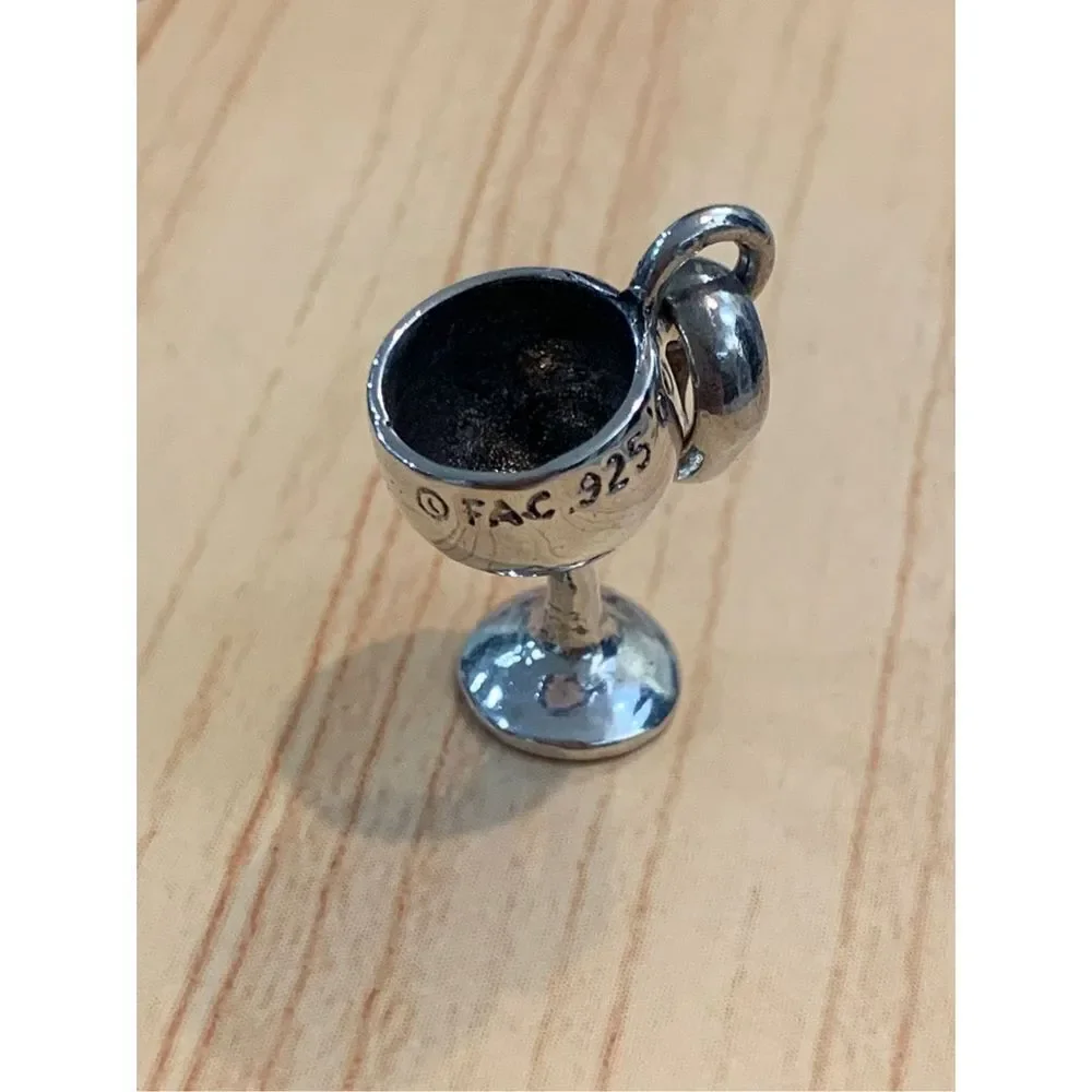 .925 Wine Glass Sterling Silver Jewelry Charm